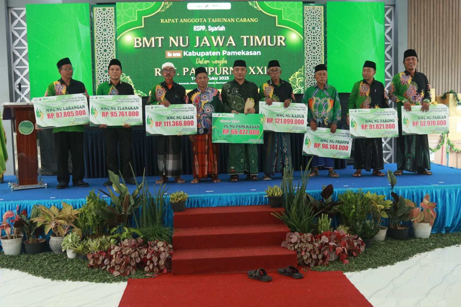 Perkuat Ekonomi Umat, BMT NU Pamekasan Gelar RAT dan Salurkan Dana NU